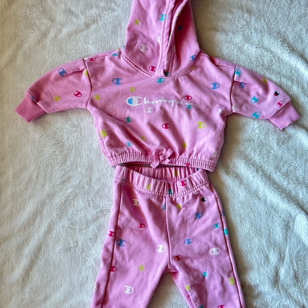 Champion Light Pink Baby Hoodie Set